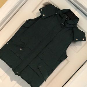 Talbots down, fur-lined hooded vest